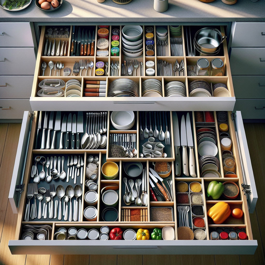 Sztuka przechowywania i utrzymania porządku w szufladach kuchennych.
